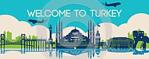 Famous landmark of Turkey,travel destination,silhouette design