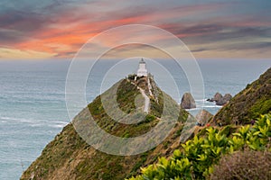Famous landscape and lighthouse at Nugget Point, New Zealand
