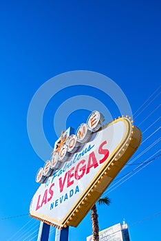 Famous Las Vegas sign on bright