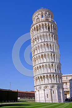 The famous Leaning Tower at the Piazza Dei Miracoli, Pisa, Tuscany, Italy, Europe