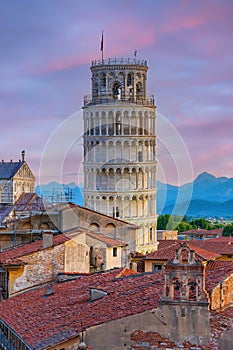 The famous Leaning Tower in Pisa, Italy