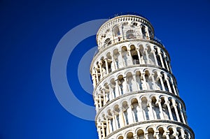 The famous Leaning Tower on Square of Miracles in Pisa, Italy