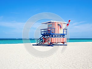 Famous lifesaver hut at South Beach in Miami