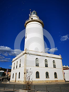 The famous light house of Malaga near the Malagueta beach