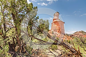 The famous Lighthouse Rock at Palo Duro Canyon