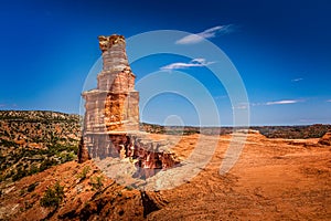 The famous Lighthouse Rock at Palo Duro Canyon