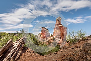 The famous Lighthouse Rock at Palo Duro Canyon