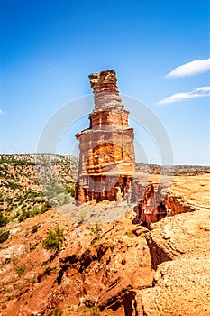 The famous Lighthouse Rock at Palo Duro Canyon photo