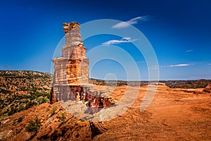 The famous Lighthouse Rock at Palo Duro Canyon photo