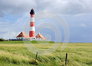 Famous Lighthouse in Westerhever, Germany