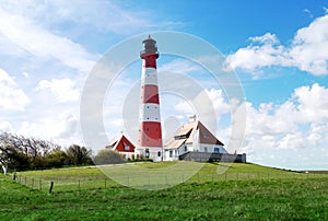 The famous lighthouse Westerhever in Schleswig-Holstein, Germany