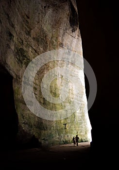 The famous lime stone cave: the Ear of Dionysius Orecchio di Dionisio - Syracuse, Sicily, Italy
