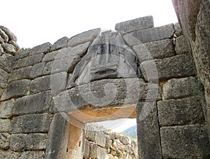 The Famous Lion Gate at the Archaeological Site of Mycenae, Peloponnese, Greece