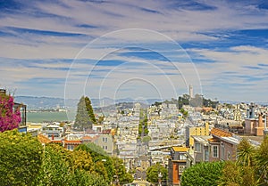 Famous Lombard Street on Hills in San-Francisco in California, U