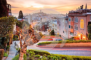 Famous Lombard Street in San Francisco