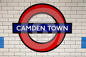 The famous London Underground sign at Camden Town Station