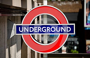 The famous London Underground tube station sign.