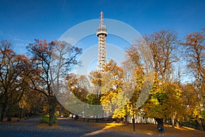 Famous Lookout tower on Petrin Hill in Prague