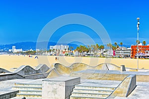 Famous Los Angeles Beach - Venice Beach with people