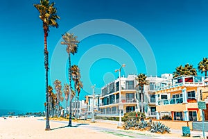 Famous Los Angeles Beach - Venice Beach with people