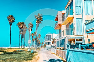 Famous Los Angeles Beach - Venice Beach with people