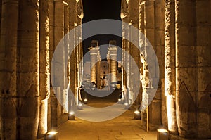 Famous Luxor temple complex at night