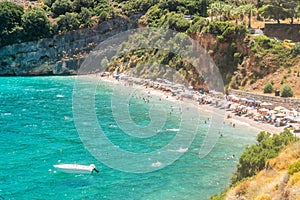 Famous Makris Gialos beach in Zakynthos island in Greece.
