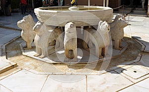 Fountain of the Courtyard of Lions (Patio de los Leones). Alhambra in Granada, AndalusiaSpain photo