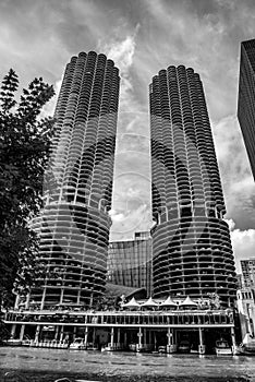 Famous Marina City twin towers in Chicago