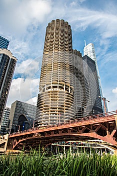 Famous Marina City twin towers in Chicago