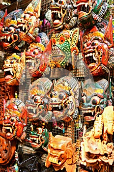 Famous masks souvenirs at Ubud Market