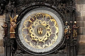 Famous medieval astronomical clock in Prague