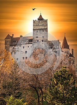 The famous medieval Bran Castle, known as Dracula Castle, in Transylvania