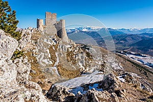 The famous medieval fortress of Rocca Calascio on a winter afternoon. Abruzzo, Italy. photo