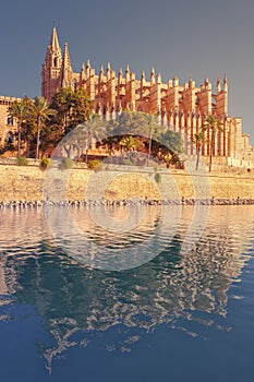 The famous medieval gothic cathedral of Palma de Mallorca, spain