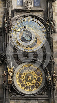 Famous medieval tower clock in Prague