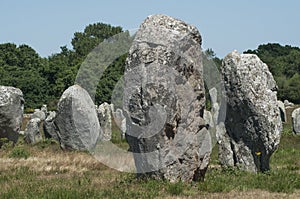 famous megalith alignment in Carnac Brittany  France
