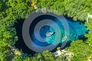 Famous melissani lake on Kefalonia island, Greece.