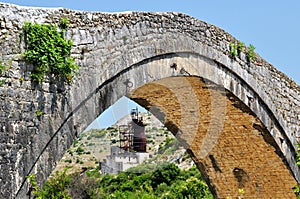 The famous Mesi bridge in Mes, Albania