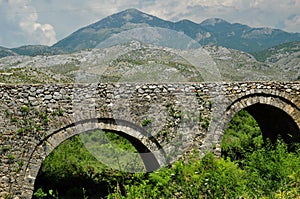 The famous Mesi bridge in Mes, Albania