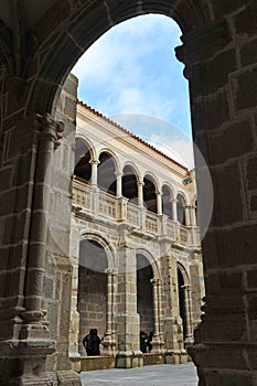 Renaissance cloister of the Convent of Santiago in Calera de Leon, Badajoz province, Spain photo