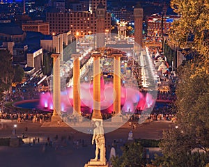 The famous Montjuic Fountain in Barcelona.Spain. photo