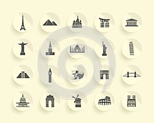 Famous Monument icons Set