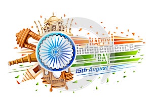 Famous monument of India in Indian background for Happy Independence Day