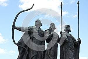 Famous monument to the mythical founders of Kiev photo