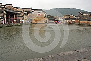 Famous moon pond in ancient Hongcun village, china