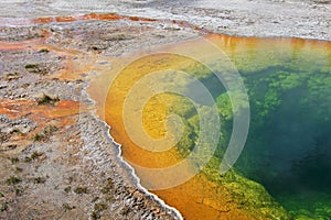 The famous Morning Glory Pool in Yellowstone National Park, USA