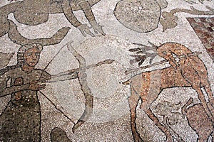 The famous mosaic of the Otranto Cathedral - hunting scene