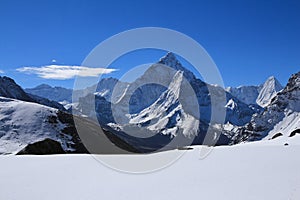 Famous mountain Ama Dablam seen from Dzongla