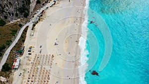 Famous Myrtos beach from overlook, Kefalonia Cephalonia, Greece. Myrtos beach, Kefalonia island, Greece. Beautiful view of